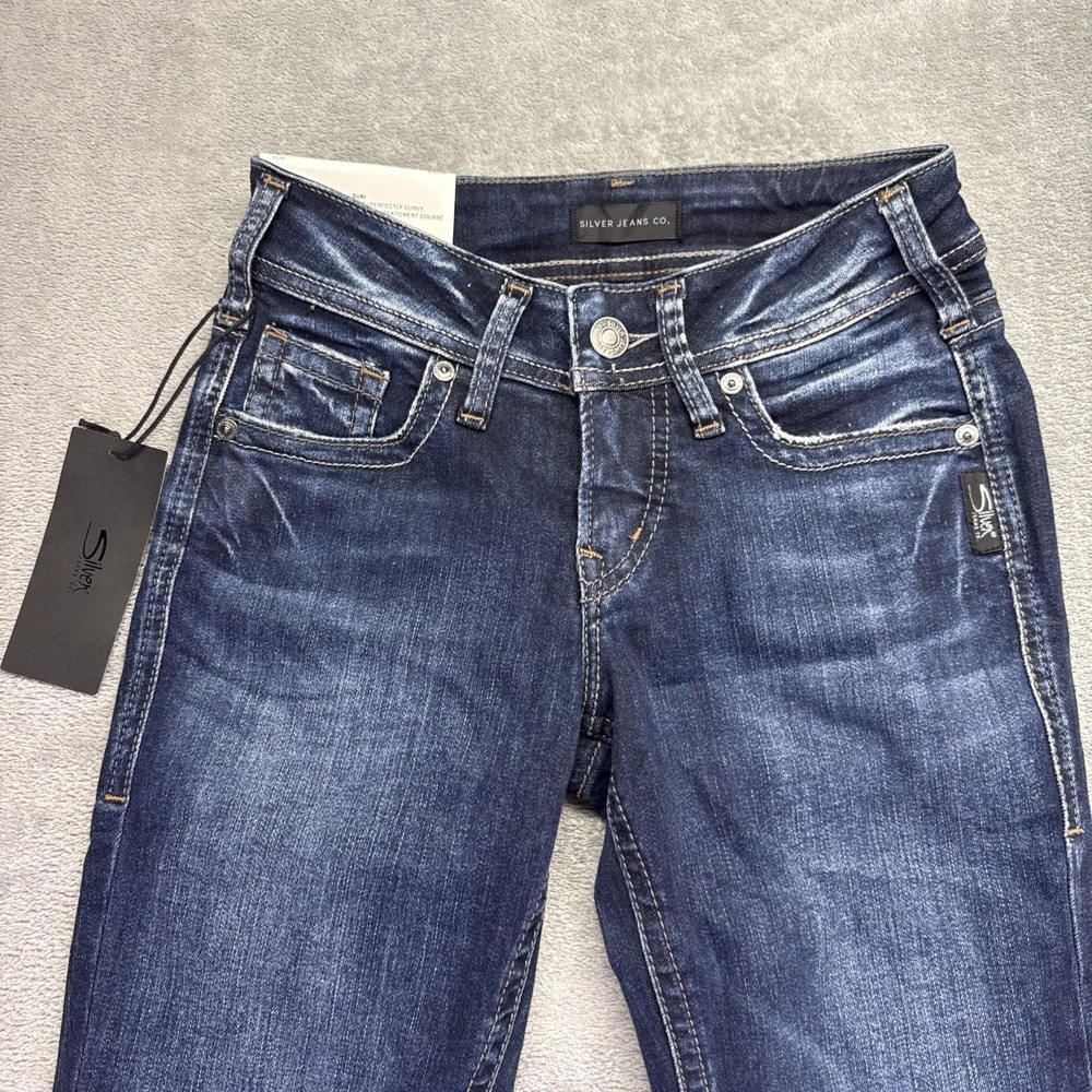 Silver Jeans Suki Super Skinny Mid Rise  Womens W24 H29 Dark Wash Stretch - Picture 5 of 10
